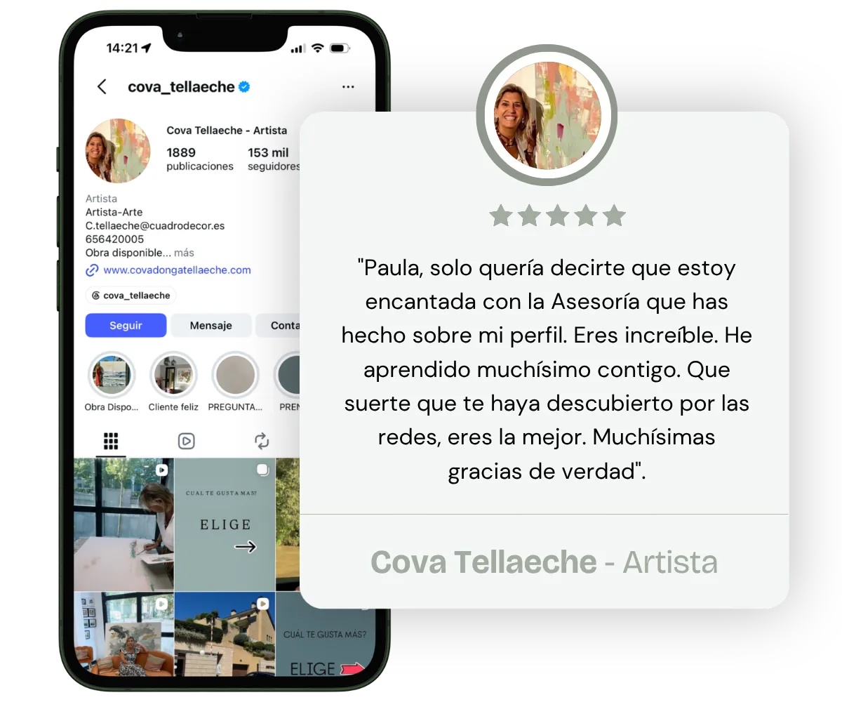 Opiniones de clientes de asesorías de Instagram con Paula San Román